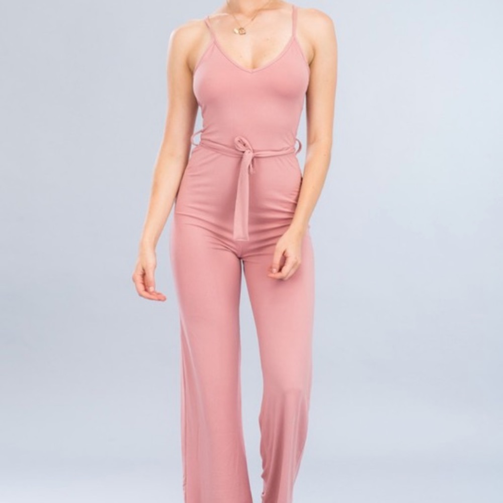 Pink Cami Straps Jumpsuit